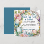 Watercolor Pasen Krans Uitnodiging Brunch, Eierenj (Voorkant / Achterkant)