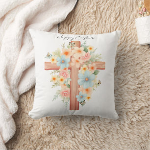 Watercolor Pasen Kruis Gepersonaliseerd Kussen