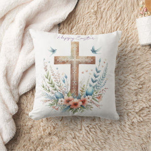 Watercolor Pasen Kruis Gepersonaliseerd Kussen