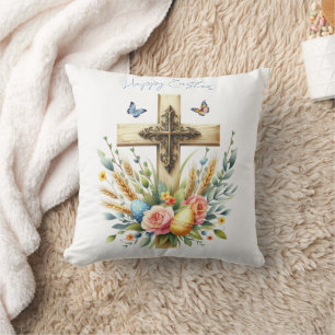 Watercolor Pasen Kruis Gepersonaliseerd Kussen