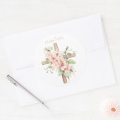 Watercolor Pasen Kruis Gepersonaliseerd Ronde Sticker (Envelop)