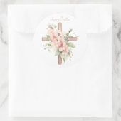 Watercolor Pasen Kruis Gepersonaliseerd Ronde Sticker (Tas)