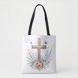 Watercolor Pasen Kruis Gepersonaliseerd Tote Bag