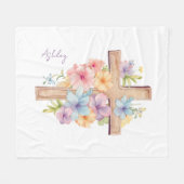 Watercolor Pasen Kruis Persoonlijk Fleece Deken (Voorkant (Horizontaal))