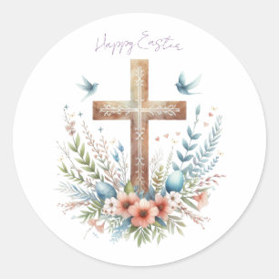 Watercolor Pasen Kruis Persoonlijk Ronde Sticker