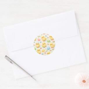 Watercolor Pasen Kuiken & Ei Feest Favorieten Stic Ronde Sticker