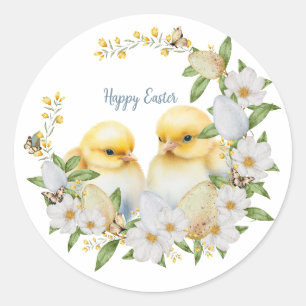 Watercolor Pasen Kuiken Gepersonaliseerd Ronde Sticker