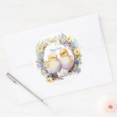 Watercolor Pasen Kuiken Persoonlijk Ronde Sticker (Envelop)