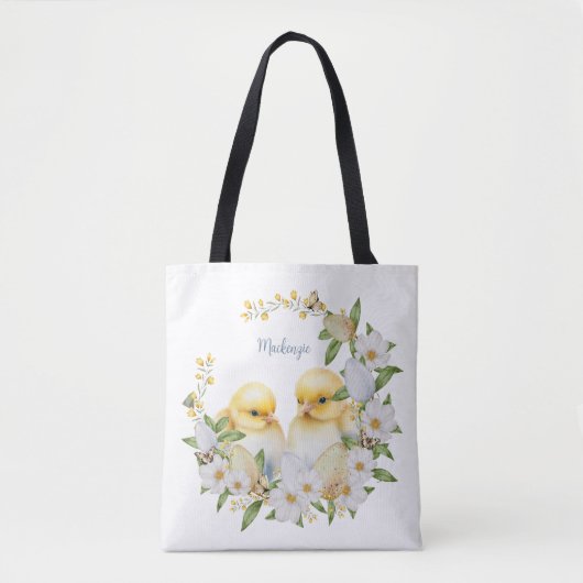 Watercolor Pasen Kuiken Persoonlijk Tote Bag (Voorkant)