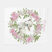 Watercolor Pasen Lam Met Naam Fleece Deken (Voorkant (Horizontaal))