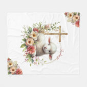 Watercolor Pasen Lam Met Naam Fleece Deken (Voorkant (Horizontaal))