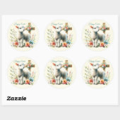Watercolor Pasen Lam Met Naam Ronde Sticker (Vel)