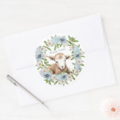 Watercolor Pasen Lam Met Naam Ronde Sticker (Envelop)
