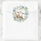 Watercolor Pasen Lam Met Naam Ronde Sticker (Tas)