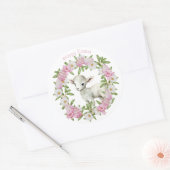Watercolor Pasen Lam Met Naam Ronde Sticker (Envelop)