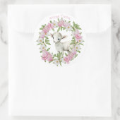 Watercolor Pasen Lam Met Naam Ronde Sticker (Tas)