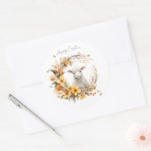 Watercolor Pasen Lam Met Naam Ronde Sticker (Envelop)