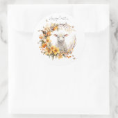 Watercolor Pasen Lam Met Naam Ronde Sticker (Tas)