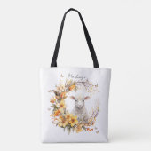 Watercolor Pasen Lam Met Naam Tote Bag (Achterkant)