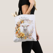 Watercolor Pasen Lam Met Naam Tote Bag (Dichtbij)