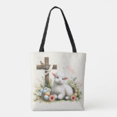 Watercolor Pasen Lam Met Naam Tote Bag (Achterkant)