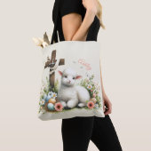 Watercolor Pasen Lam Met Naam Tote Bag (Dichtbij)