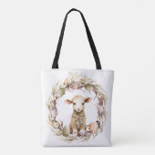 Watercolor Pasen Lam Met Naam Tote Bag (Achterkant)