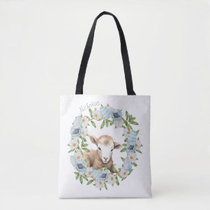 Watercolor Pasen Lam Met Naam Tote Bag