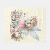 Watercolor Pasen Lente Fee Fleece Deken (Voorkant (Horizontaal))