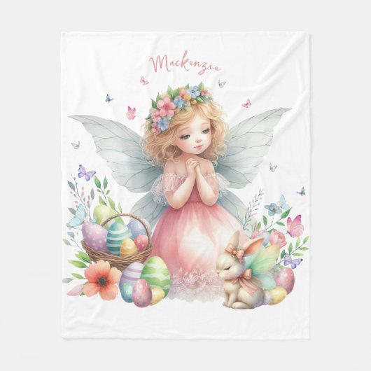 Watercolor Pasen Lente Fee Fleece Deken (Voorkant)