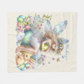 Watercolor Pasen Lente Fee Fleece Deken (Voorkant (Horizontaal))