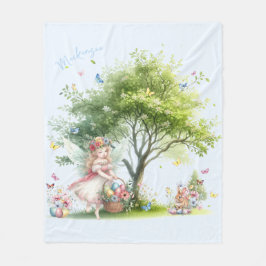 Watercolor Pasen Lente Fee Fleece Deken