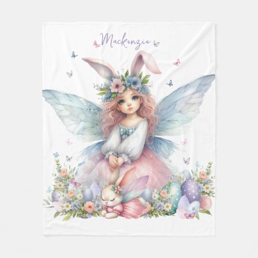 Watercolor Pasen Lente Fee Fleece Deken (Voorkant)