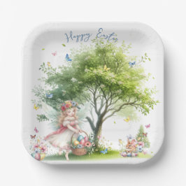 Watercolor Pasen Lente Fee Papieren Bordje