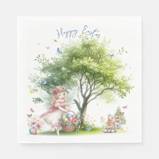 Watercolor Pasen Lente Fee Servet (Voorkant)