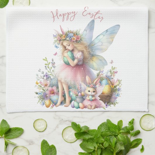 Watercolor Pasen Lente Fee Theedoek (Gevouwen)