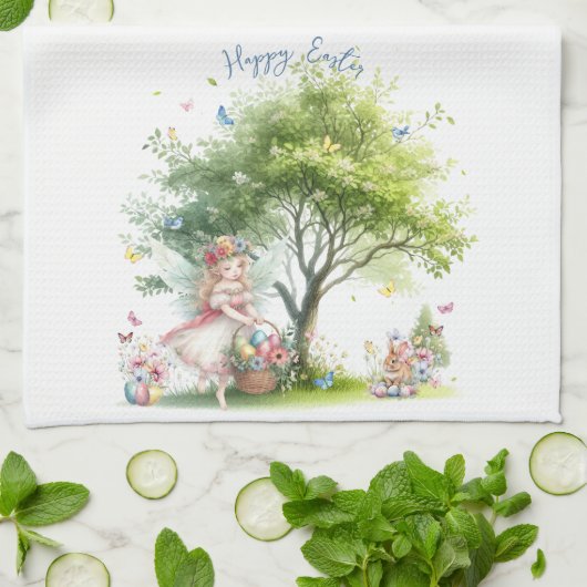 Watercolor Pasen Lente Fee Theedoek (Gevouwen)