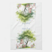 Watercolor Pasen Lente Fee Theedoek (Verticaal)