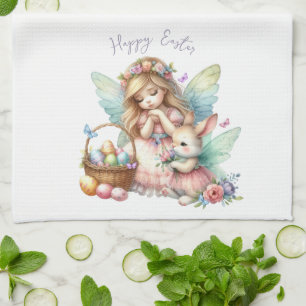 Watercolor Pasen Lente Fee Theedoek