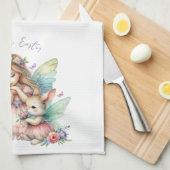 Watercolor Pasen Lente Fee Theedoek (Quarter Fold)