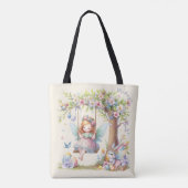 Watercolor Pasen Lente Fee Tote Bag (Achterkant)