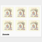 Watercolor Pasen Lente Fee Vierkante Sticker (Vel)