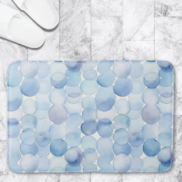 Watercolor Pastel Blau Witte Cirkels Patroon Badmat
