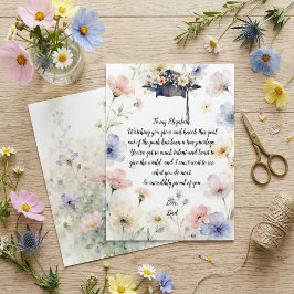 Watercolor Pastel Bloemen Afstudeerhoed Gedicht Ka