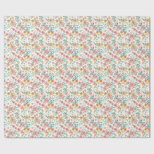 Watercolor Pastel Bloemen Cadeaupapier (Vlak)
