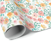 Watercolor Pastel Bloemen Cadeaupapier (Rol Hoek)