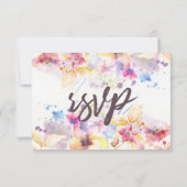 Watercolor Pastel Bloemen | Keuze maaltijd RSVP Kaart (Achterkant)
