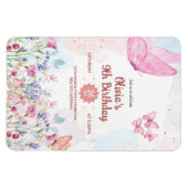 Watercolor Pastel Butterfly Birthday Invitation Magneet (Horizontaal)