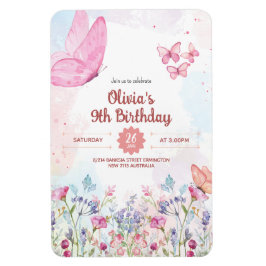 Watercolor Pastel Butterfly Birthday Invitation Magneet