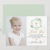 Watercolor Pastel Eucalyptus Communie Dank Je Kaart (Voorkant / Achterkant)